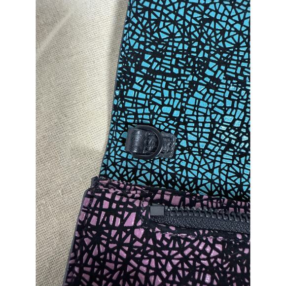 Facine Clutch Purse Womens Teal Purple Envelope Crossbody Zip Abstract Evening - Picture 4 of 9